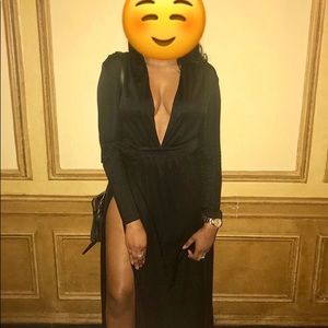 Black deep V slit dress worn once